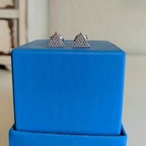 CZ pave triangle stud earrings